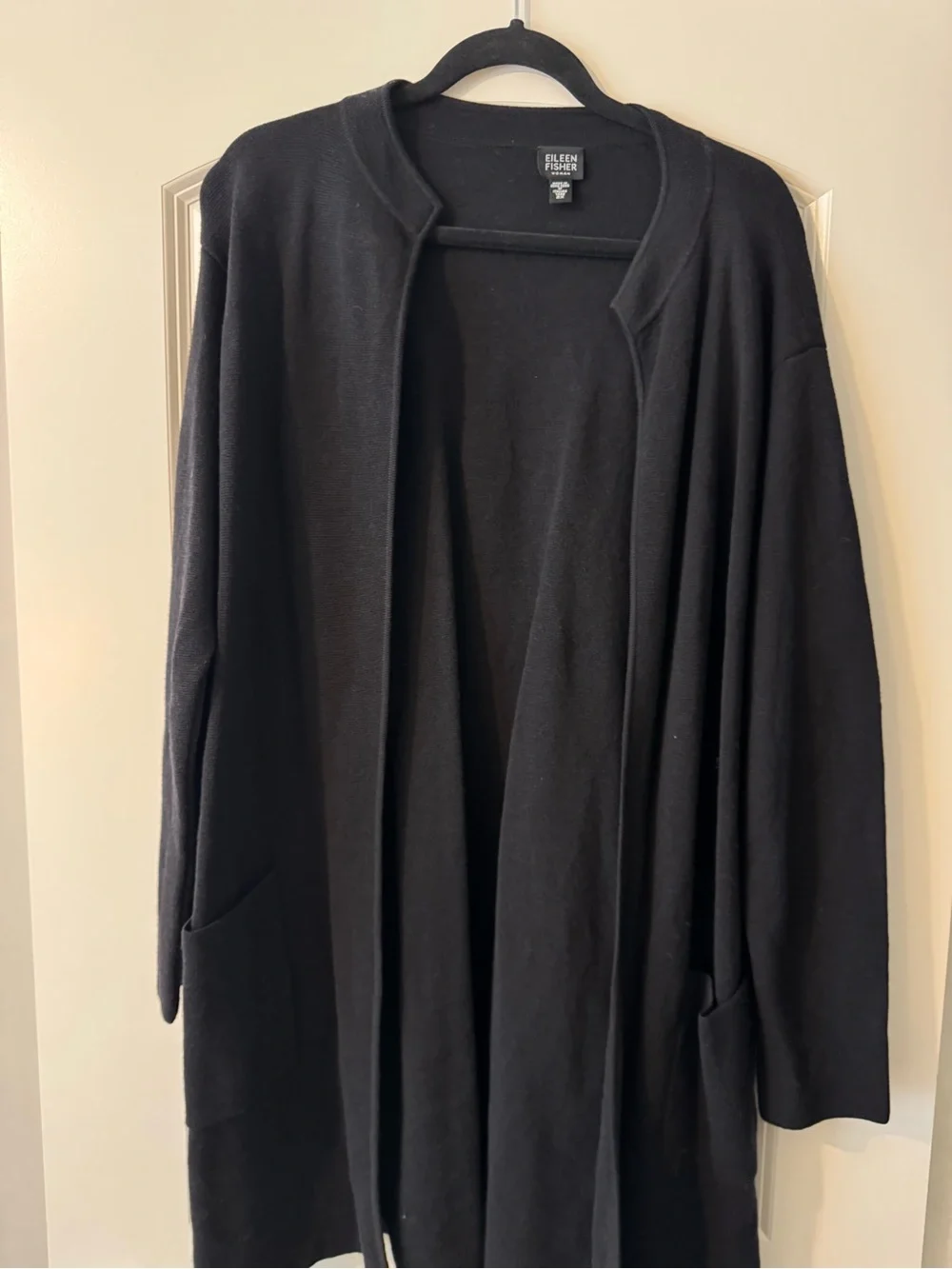 Eileen Fisher Black Wool Open Cardigan 2x - Picture 1 of 3